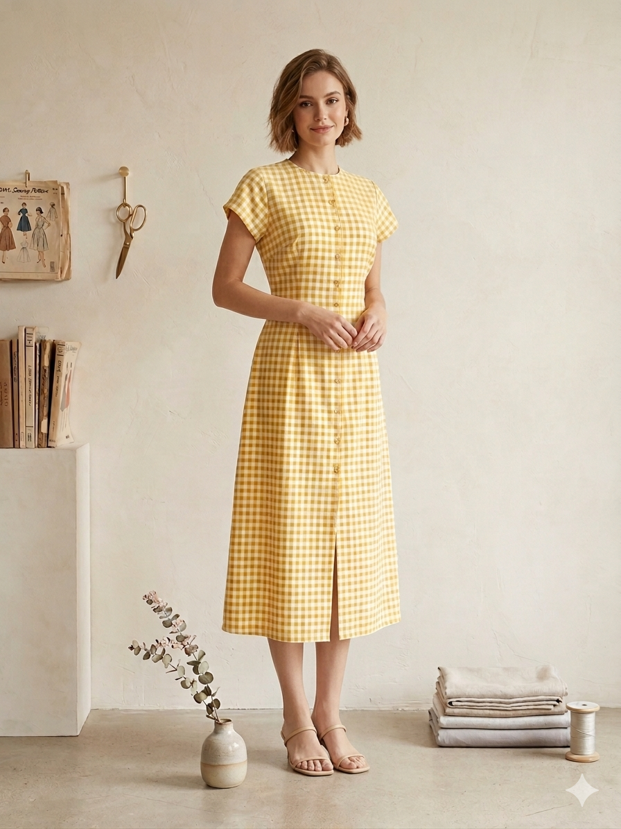 Sunlit Gingham Sun Dress