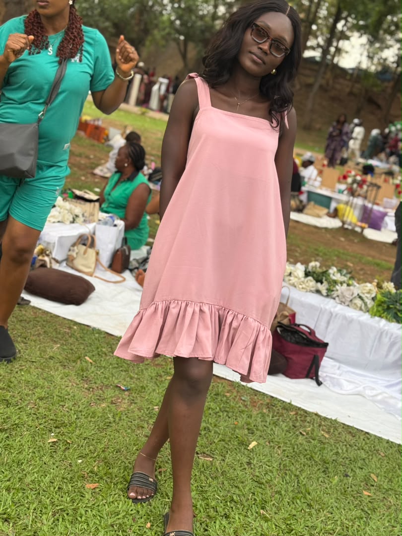 Blush Ruffle-Hem Sun Dress