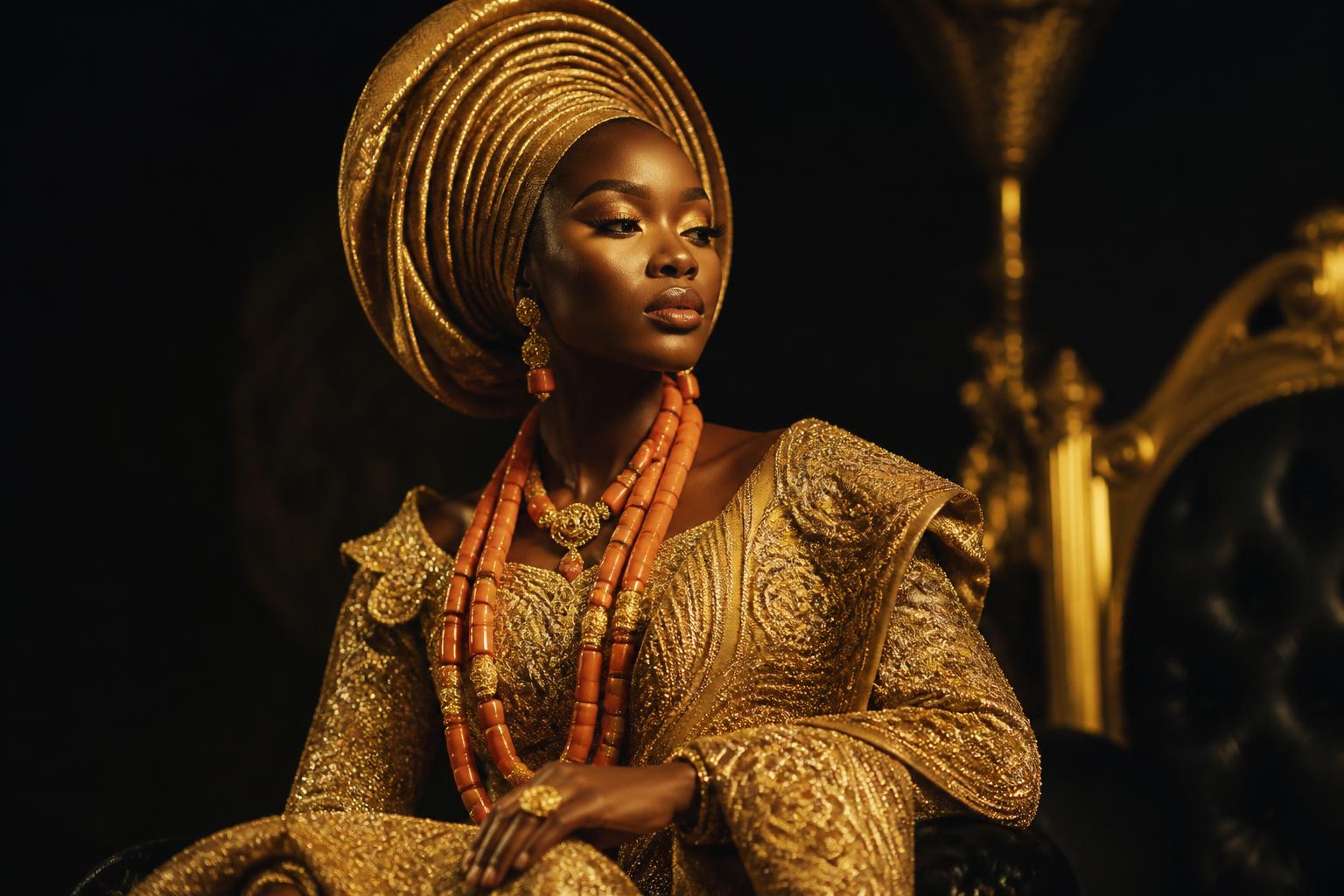 Model wearing premium Nigerian Agbada